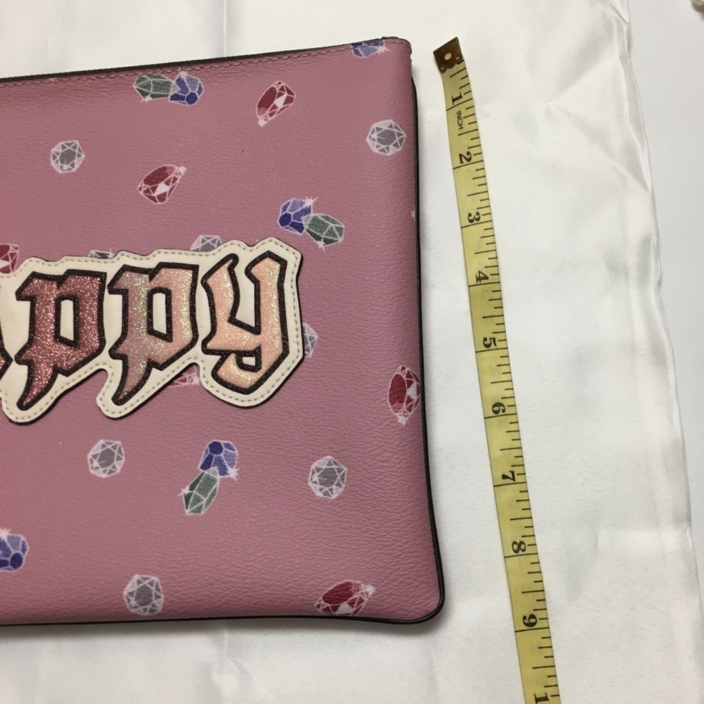 Coach Disney Large Wrislet Clutch Happy Pouch Glitter Pink - Picture 3 of 14
